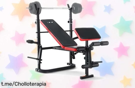 Banco de musculación multifuncional con peso ajustable a un precio muy bajo, ¡no dejes escapar este ofertón y lleva tu entrenamiento al siguiente nivel ya!