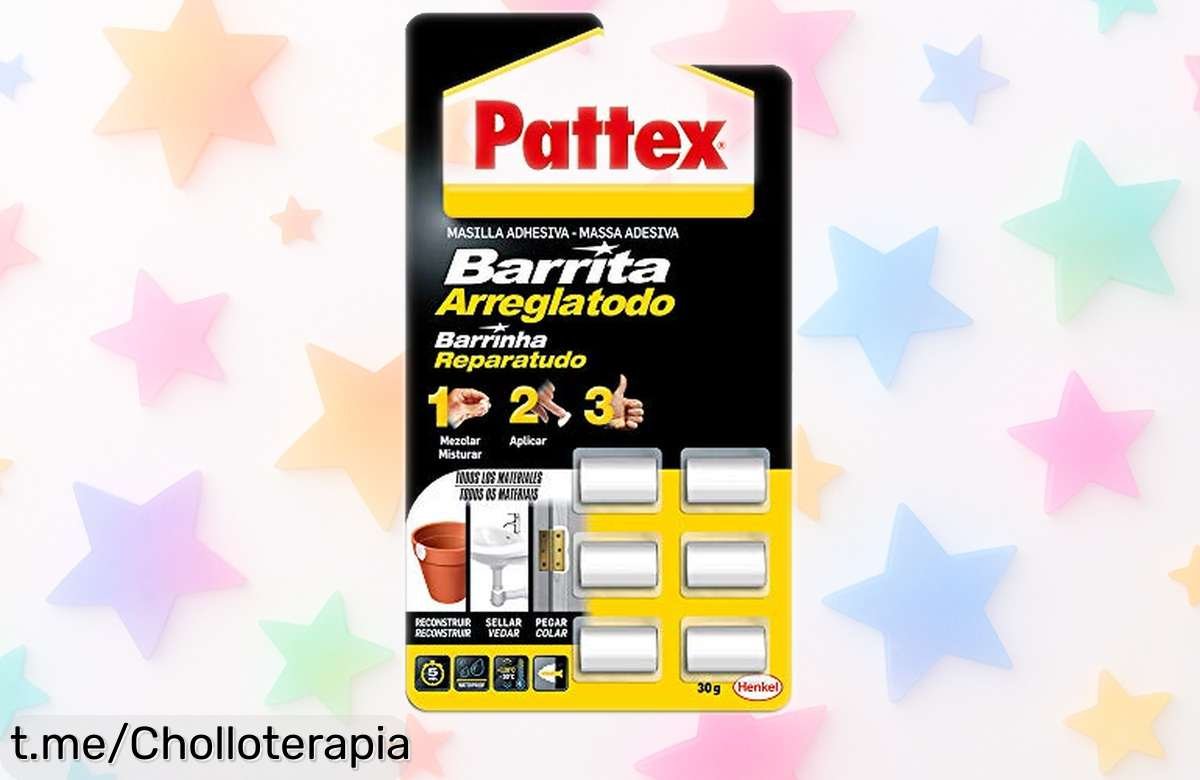 Barrita arreglatodo Pattex que seca en 3 minutos, súper resistente y válida bajo agua a un precio rebajado ¡Aprovecha este ofertón antes que se agote y reparaciones sin estrés!