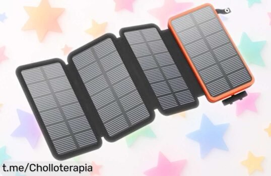Batería solar portátil gigantesca FEELLE de 25,000mAh con descuento brutal: carga rápida para tus dispositivos y linterna integrada. ¡Aprovecha este super chollo antes que se acabe!