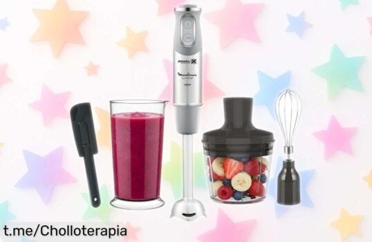 Batidora de mano Moulinex Quickchef con 1000 W y 20 velocidades a precio rebajado nunca visto; cocina como un chef en casa antes de que acabe esta oferta especial, ¡aprovéchalo ya!