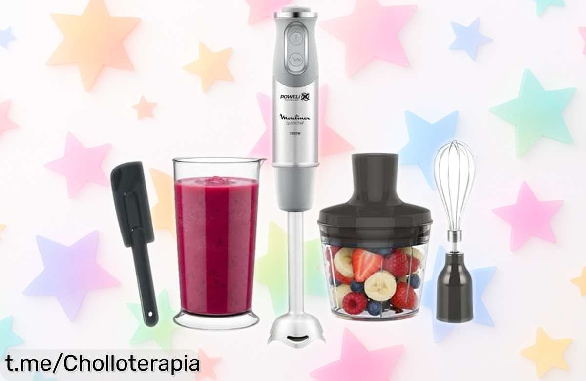 Batidora de mano Moulinex Quickchef con 1000 W y 20 velocidades a precio rebajado nunca visto; cocina como un chef en casa antes de que acabe esta oferta especial, ¡aprovéchalo ya!