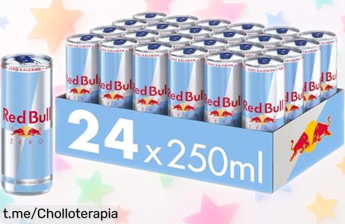 Bebida energética Red Bull Zero en pack de 24 latas, ¡súper chollo para estar despierto y activo todo el día! Aprovecha este precio rebajado antes que se agote.