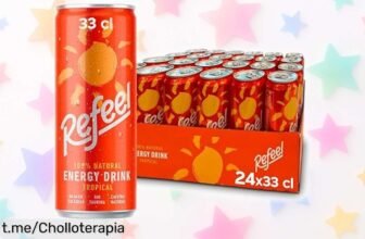 Bebida energética Refeel sabor mango y piña, 100% natural: ¡nuevo precio loco que no vuelve! Energía saludable para tus días. Disfruta del frescor tropical antes de que se agote.