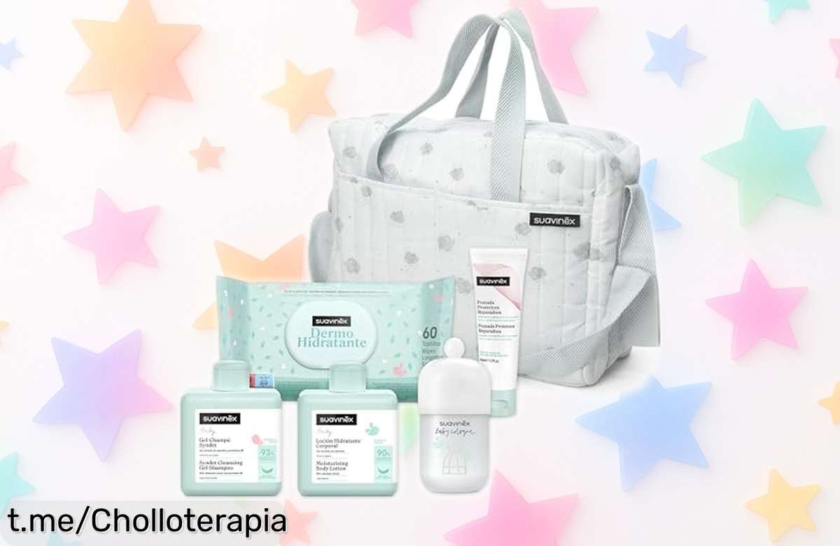 Bolso Suavinex para bebé con set de cosmética: ¡aprovecha este super chollo, cuida a tu pequeño con amor y llévate todo sin esperas!