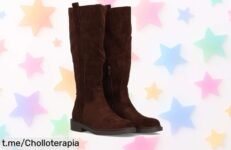 Botas caña alta tacón bajo marrón, un super chollo elegante que no volverás a ver. ¡Atrévete a brillar y corre por las tuyas antes de que se acaben!