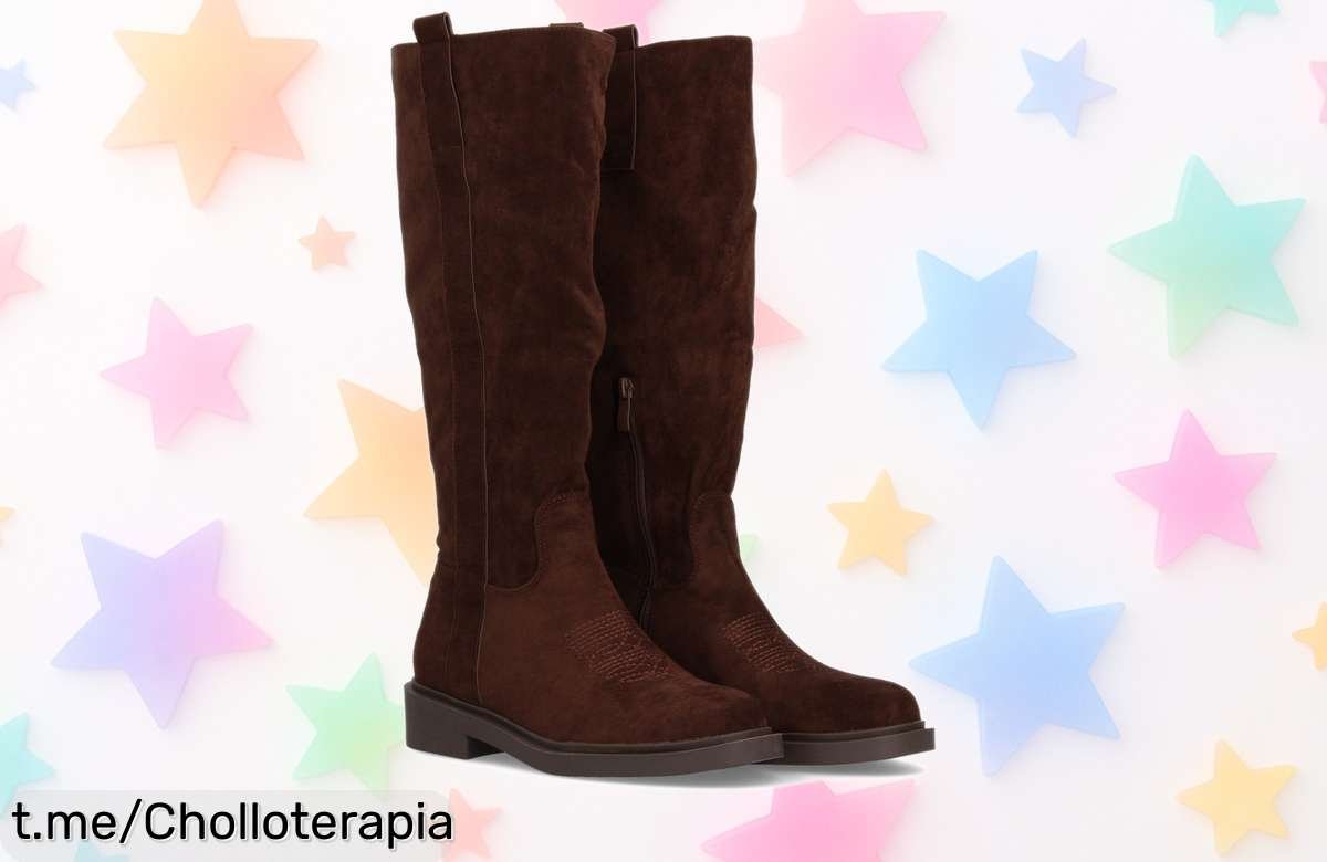 Botas caña alta tacón bajo marrón, un super chollo elegante que no volverás a ver. ¡Atrévete a brillar y corre por las tuyas antes de que se acaben!