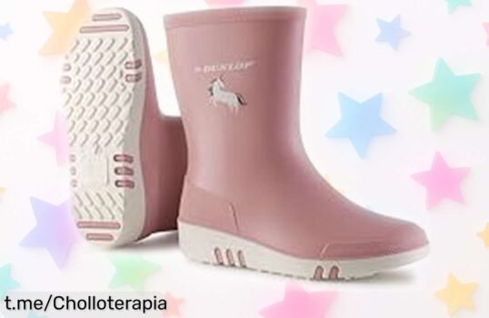 Botas de lluvia para niños Dunlop Mini Kids, 100% impermeables y con diseño divertido a precio rebajado; deja que jueguen felices mientras tú sonríes, ¡no te quedes sin ellas!