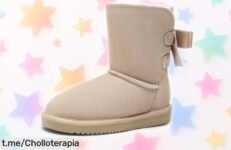 Botas de nieve DREAM PAIRS con lazo chic y suela antideslizante a precio rebajado, ¡una oportunidad increíble que te hará disfrutar del invierno sin miedo!