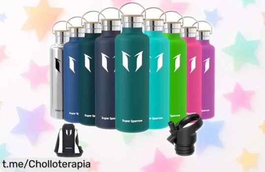 Botella de agua Super Sparrow con acero inoxidable a precio loco: ¡mantén tus bebidas calientes 12h y frías 24h! No te pierdas este ofertón, tu hidratación elegante te espera.