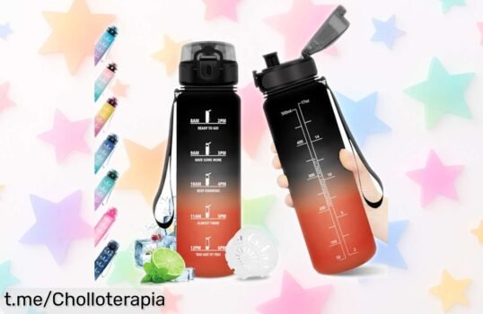 Botella de agua deportiva KollyKolla 500ML con filtro para frutas y marcas que te recuerdan beber, ¡rebajada en un super chollo para cuidar tu salud! No dejes pasar esta oportunidad.