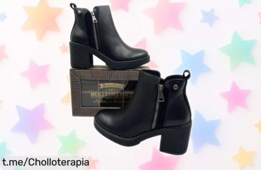 Botines de moda con tacón y cremallera lateral a un precio rebajado; siente cada paso lleno de estilo y aprovecha esta oportunidad única antes que se agoten.