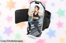 Brazalete deportivo para móvil que gira 360° y ajusta seguro, ¡super chollo a precio rebajado! Mejora tu entrenamiento ahora con esta oportunidad única.