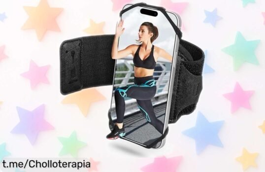 Brazalete deportivo para móvil que gira 360° y ajusta seguro, ¡super chollo a precio rebajado! Mejora tu entrenamiento ahora con esta oportunidad única.
