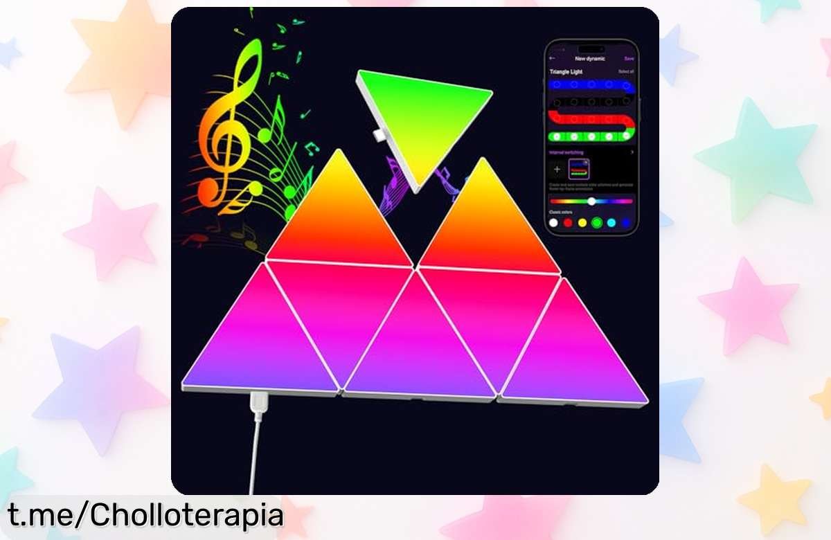 Brillantes paneles LED triangulares RGB con app y música para darle vida a tu hogar; corre, ¡la oferta es tan única que no se repite!