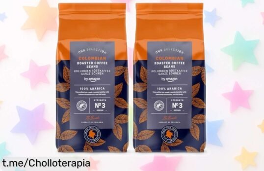 Café colombiano 100% arábica By Amazon, ¡oferón en grano para disfrutar cada taza con un sabor equilibrado y un cuerpo completo que no querrás dejar pasar!
