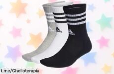 Calcetines adidas con refuerzos y ajuste perfecto, precio rebajado increíble que no podrás resistir. Date el gusto de sentir cada paso como un campeón ¡Compra ya antes de que se agoten!