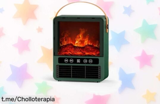 Calefactor eléctrico portátil FireFlame con llama 3D a precio loco, ¡no pierdas esta oferta brutal y siente el calor de un abrazo en tu hogar ya!