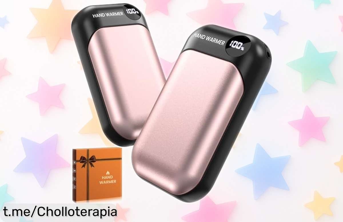 Calentador de manos recargable 2 en 1 que calienta al instante y dura hasta 9 horas, ¡super chollo para disfrutar del aire libre sin pasar frío! No te lo pierdas.