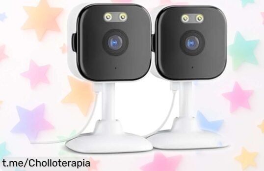 Cámara de vigilancia WiFi pack de 2 con visión nocturna y audio para que protejas tu hogar; ahora a un precio rebajado que no puedes dejar escapar, ¡elige sentirte seguro ya!
