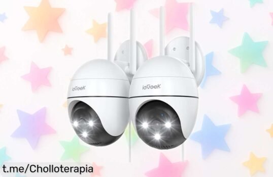 Cámara de vigilancia exterior ieGeek con detección humana y visión nocturna en color, llévate 2 unidades a un super chollo, ¡oferta limitada para proteger lo que más amas!
