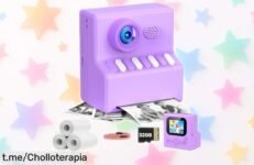 Cámara instantánea morada para niños con 40MP y zoom 16x a precio locos, capturando sonrisas y diversión al instante: ¡No dejes pasar esta oportunidad única!