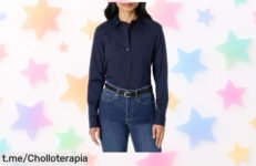 Camisa de vestir azul marino Amazon Essentials en ajuste que realza tu figura, super chollo por tiempo limitado para brillar cada día ¡no te lo pierdas!