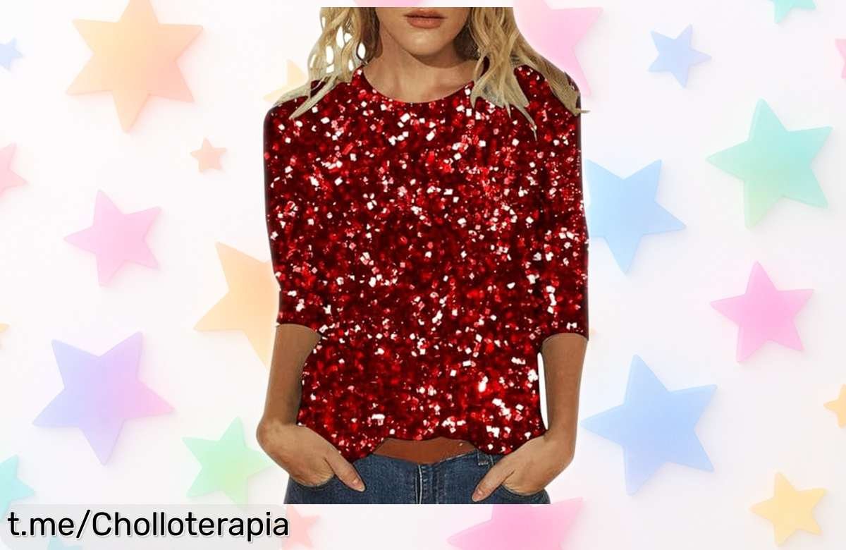 Camiseta de lentejuelas mujer brillante para fiestas, ¡descuento brutal! Luce espectacular y haz que tus noches brillen antes de que se agoten.