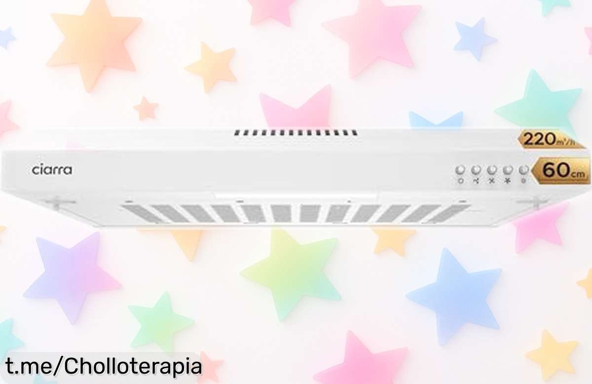 Campana extractora CIARRA silenciosa y potente con luz LED, ¡ofertón rebajado para que tu cocina brille! No te quedes sin ella, mejora tus momentos en casa ya.