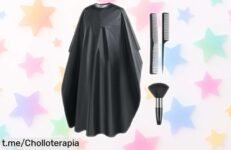 Capa de peluquería LOPHE impermeable con cepillo y peineta, ¡rebajada a precio loco! No te quedes sin este super chollo que hará cortes fáciles y divertidos en casa.