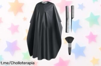 Capa de peluquería LOPHE impermeable con cepillo y peineta, ¡rebajada a precio loco! No te quedes sin este super chollo que hará cortes fáciles y divertidos en casa.