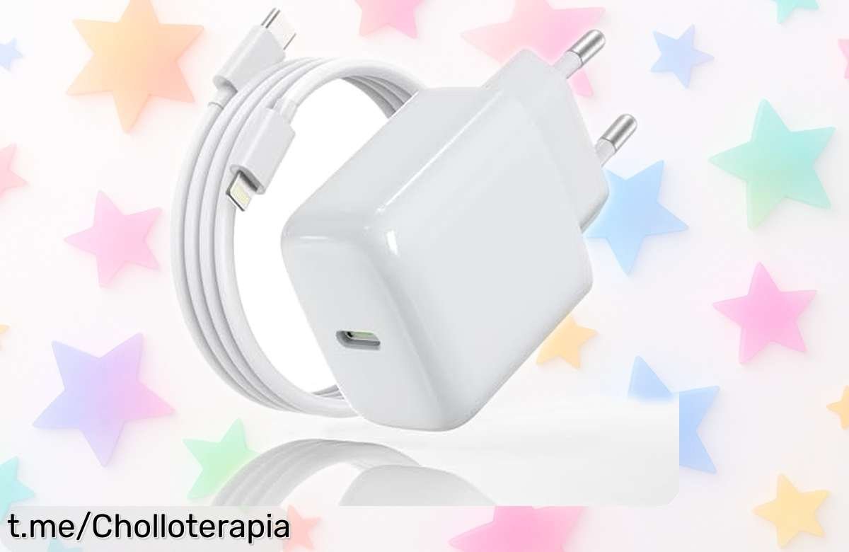Cargador USB C 25W con cable incluido, super chollo en precio rebajado para carga rapidísima de tu móvil o tablet, ¡siente la diferencia y no te quedes sin él!