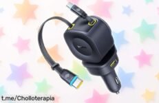 Cargador de coche Baseus con 4 puertos y cables retráctiles a precio loco, carga rápida para tus viajes: ¡aprovecha este super chollo antes que se agote y viaja sin preocupaciones!