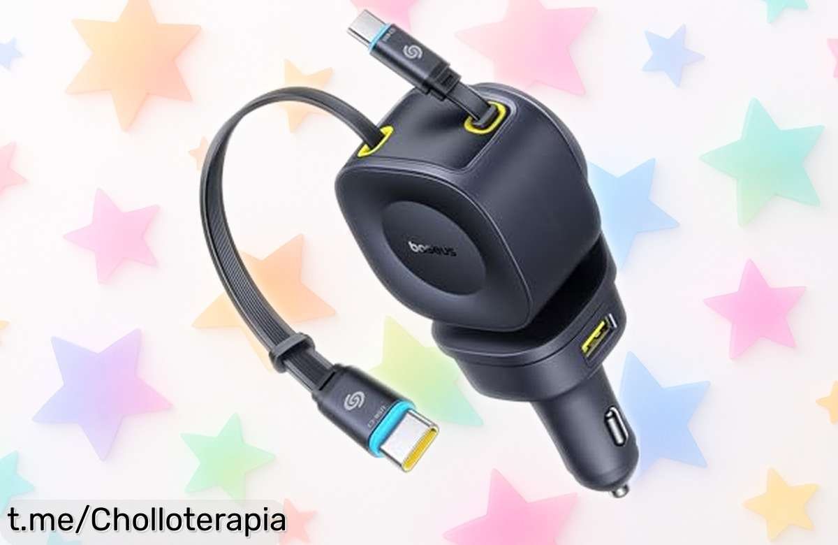 Cargador de coche Baseus con 4 puertos y cables retráctiles a precio loco, carga rápida para tus viajes: ¡aprovecha este super chollo antes que se agote y viaja sin preocupaciones!