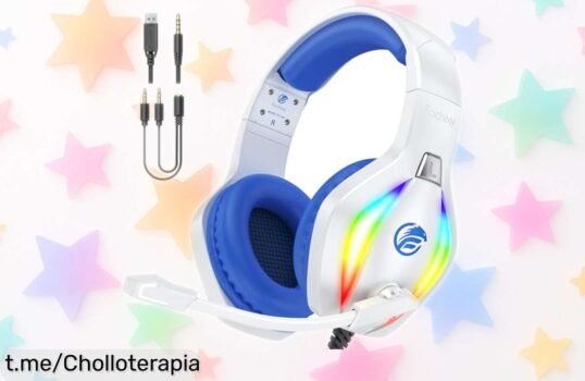 Cascos gaming de sonido realista con micrófono y luces RGB ¡Precio rebajado que vuela! No te los pierdas, vive tus partidas como nunca y siente la emoción al máximo.