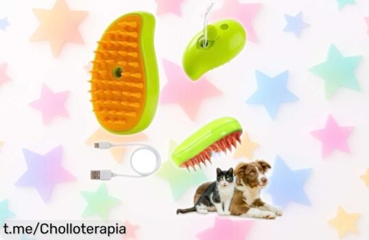 Cepillo de vapor DAVANSU para gatos y perros, desenreda fácilmente y limpia con vapor, ¡aprovéchate de este super chollo que hará feliz a tu peludo!