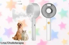 Cepillo vapor 4 en 1 para gato: ¡ofertón que elimina pelos y enredos mientras masajea! Precio rebajado, tu peludo merece sentirse genial. No lo dejes escapar ya mismo.