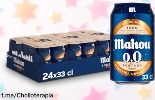 Cerveza 0,0 Mahou tostada en pack de 24 latas, sabor auténtico y precio rebajado que no te lo crees; ¡no dejes pasar esta oportunidad única para refrescar tus mejores momentos!