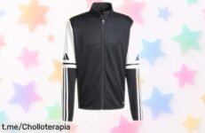 Chaqueta deportiva adidas negra para hombre, diseño clásico y cómoda; ¡rebaja increíble que no puedes dejar pasar! Hazte con ella ya y siente la energía de estar siempre listo.