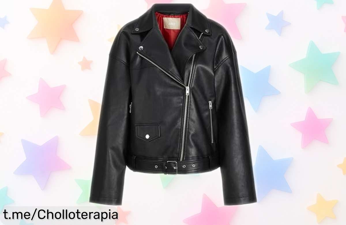 Chaqueta motorista negra JJXX para mujer, un chollazo brutal que eleva tu estilo al instante. ¡Corre y no te quedes sin la tuya antes de que volar!