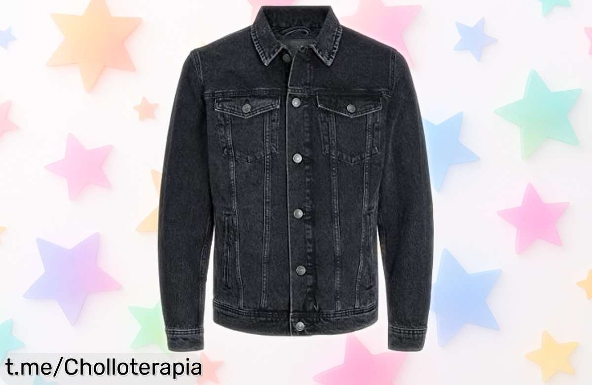 Chaqueta negra de jean Jack & Jones con enfoque en estilo y funcionalidad, ahora a precio rebajado que no puedes dejar pasar. ¡Corre antes que se acabe este super chollo!