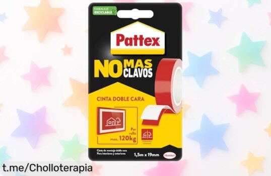 Cinta adhesiva Pattex No Más Clavos, la solución súper fuerte que aguanta hasta 120 kg. ¡Aprovecha el ofertón y da vida a tus proyectos con confianza hoy!