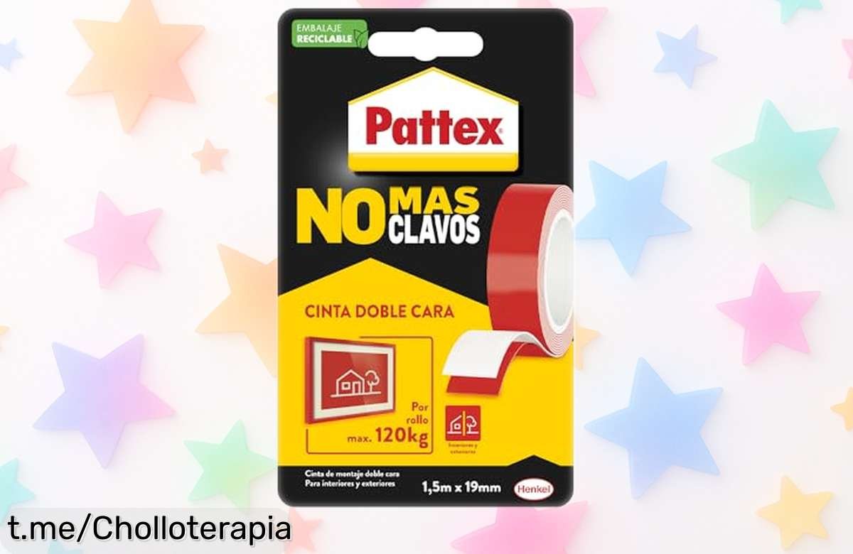 Cinta adhesiva Pattex No Más Clavos, la solución súper fuerte que aguanta hasta 120 kg. ¡Aprovecha el ofertón y da vida a tus proyectos con confianza hoy!