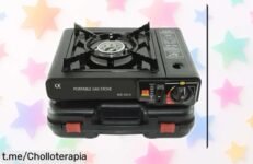 Cocina de gas portátil con maleta ideal para tus aventuras al aire libre, precio rebajado que vuela: ¡no te quedes sin este super chollo y disfruta cocinando donde quieras!