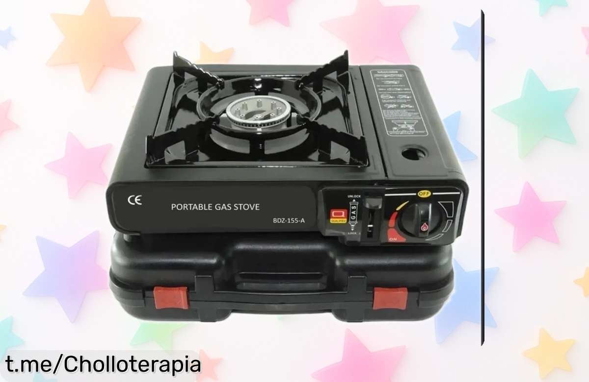 Cocina de gas portátil con maleta ideal para tus aventuras al aire libre, precio rebajado que vuela: ¡no te quedes sin este super chollo y disfruta cocinando donde quieras!