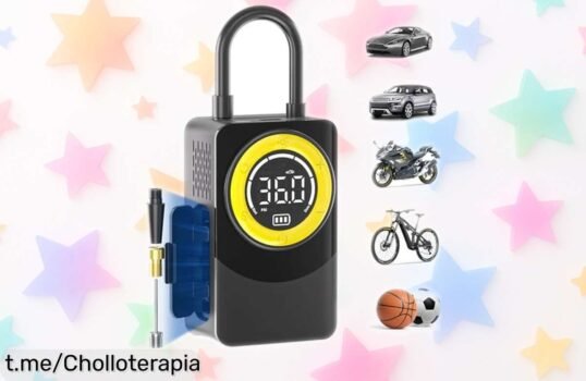 Compresor de aire portátil CARSUN que infla tus ruedas en menos de un minuto, ¡rebajado a precio loco! Aprovecha esta oferta brutal y disfruta la libertad de viajar sin preocupaciones.