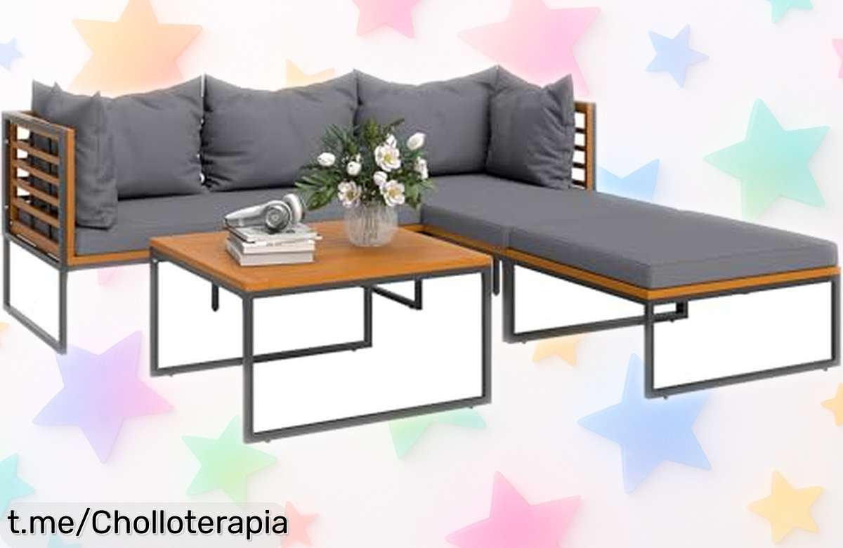 Conjunto de jardín Outsunny en L, ideal para momentos únicos con amigos y ahora a precio loco. ¡Date prisa, que se agotan rápido!