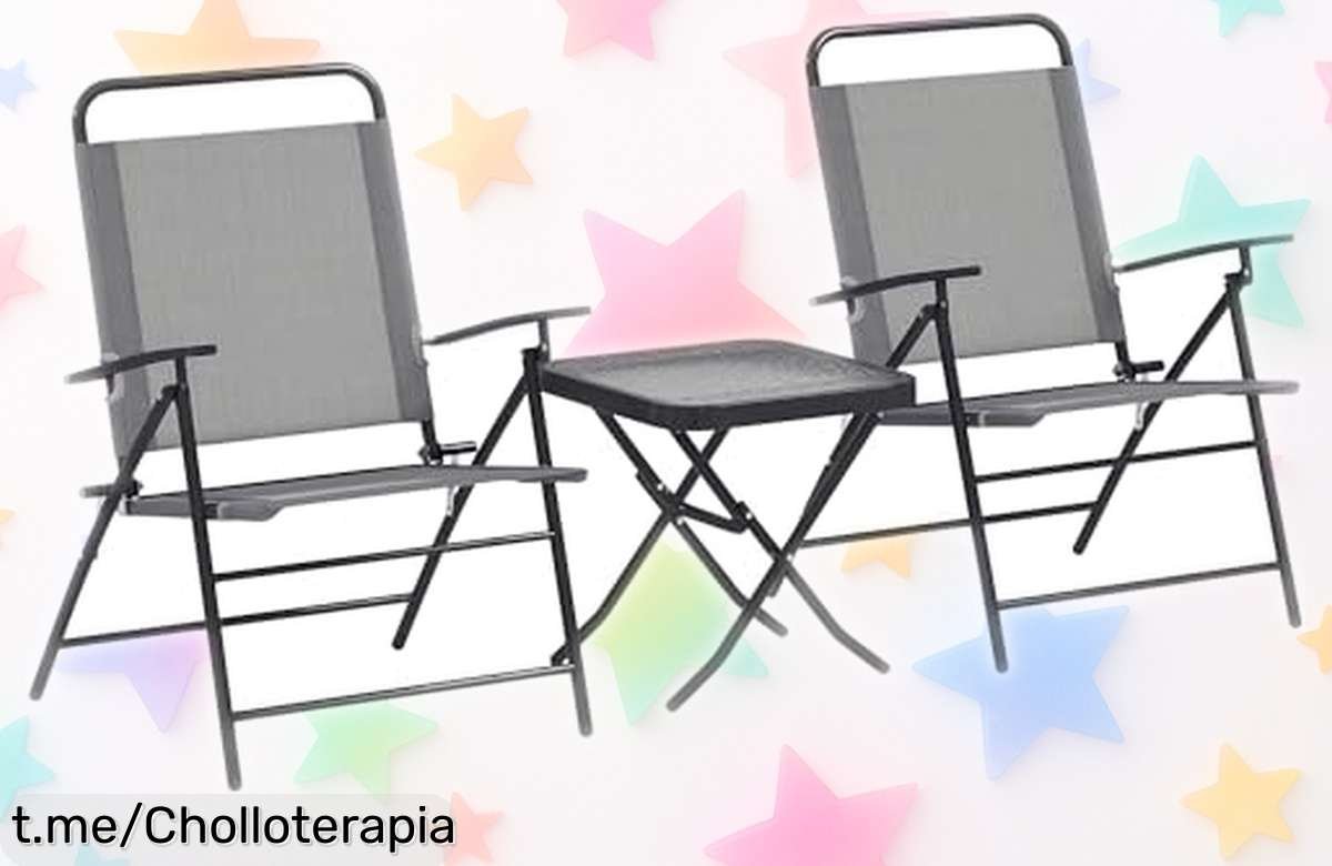 Conjunto de mesa y sillas plegables Outsunny, elegancia y resistencia a un precio loco: ¡date prisa antes de quedarte sin el tuyo y transforma tu terraza en un lugar especial!