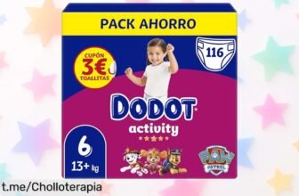 Consigue ya los pañales Dodot Activity talla 6, ¡un super chollo en pack de 116 unidades! Protege a tu bebé con ajuste antifugas y ahorra mientras disfrutas de su felicidad.