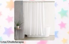 Cortina de ducha impermeable Amazon Basics con ganchos reforzados a un precio loco: ¡descuentazo que tu baño merece, no te quedes sin la tuya!