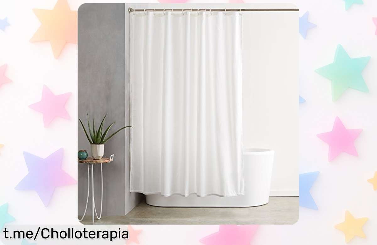 Cortina de ducha impermeable Amazon Basics con ganchos reforzados a un precio loco: ¡descuentazo que tu baño merece, no te quedes sin la tuya!